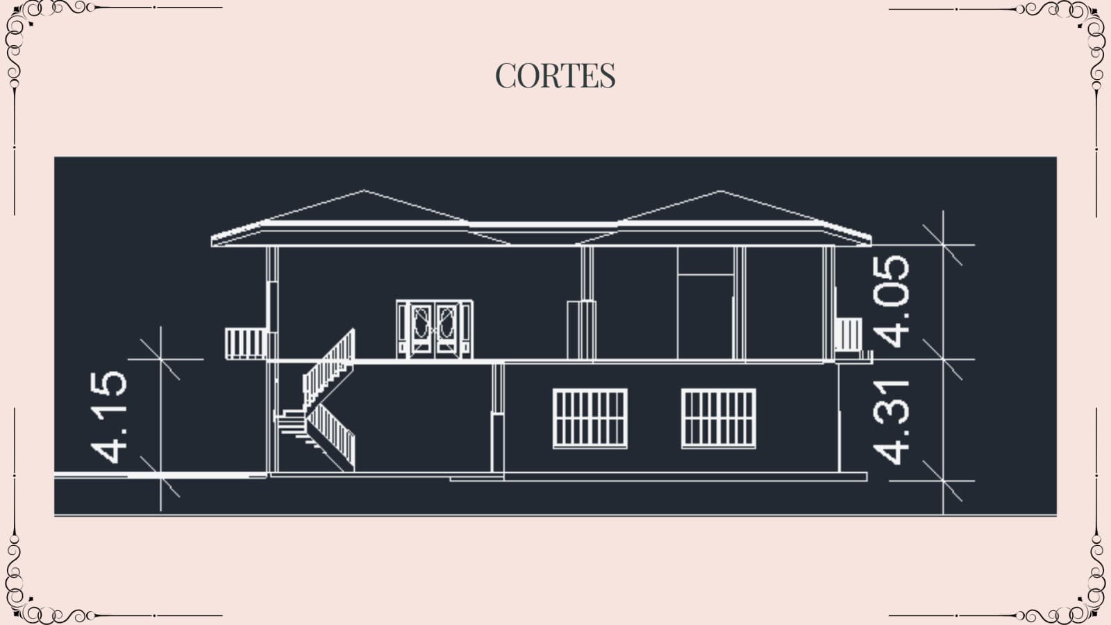 Corte, 3D, implantação e fachada 2