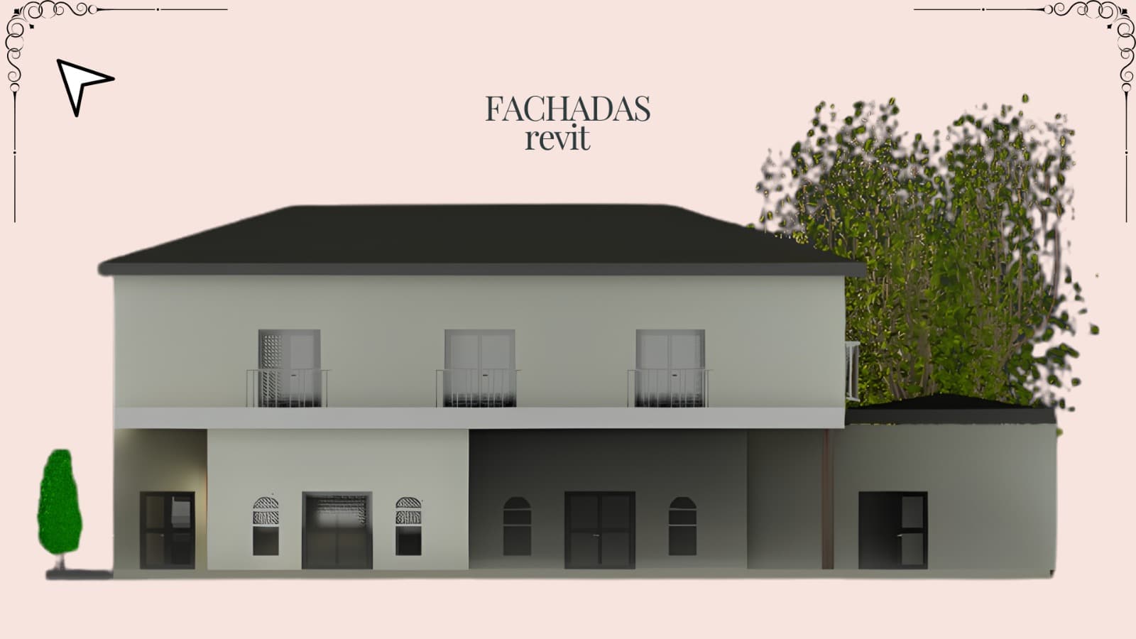 Corte, 3D, implantação e fachada 4