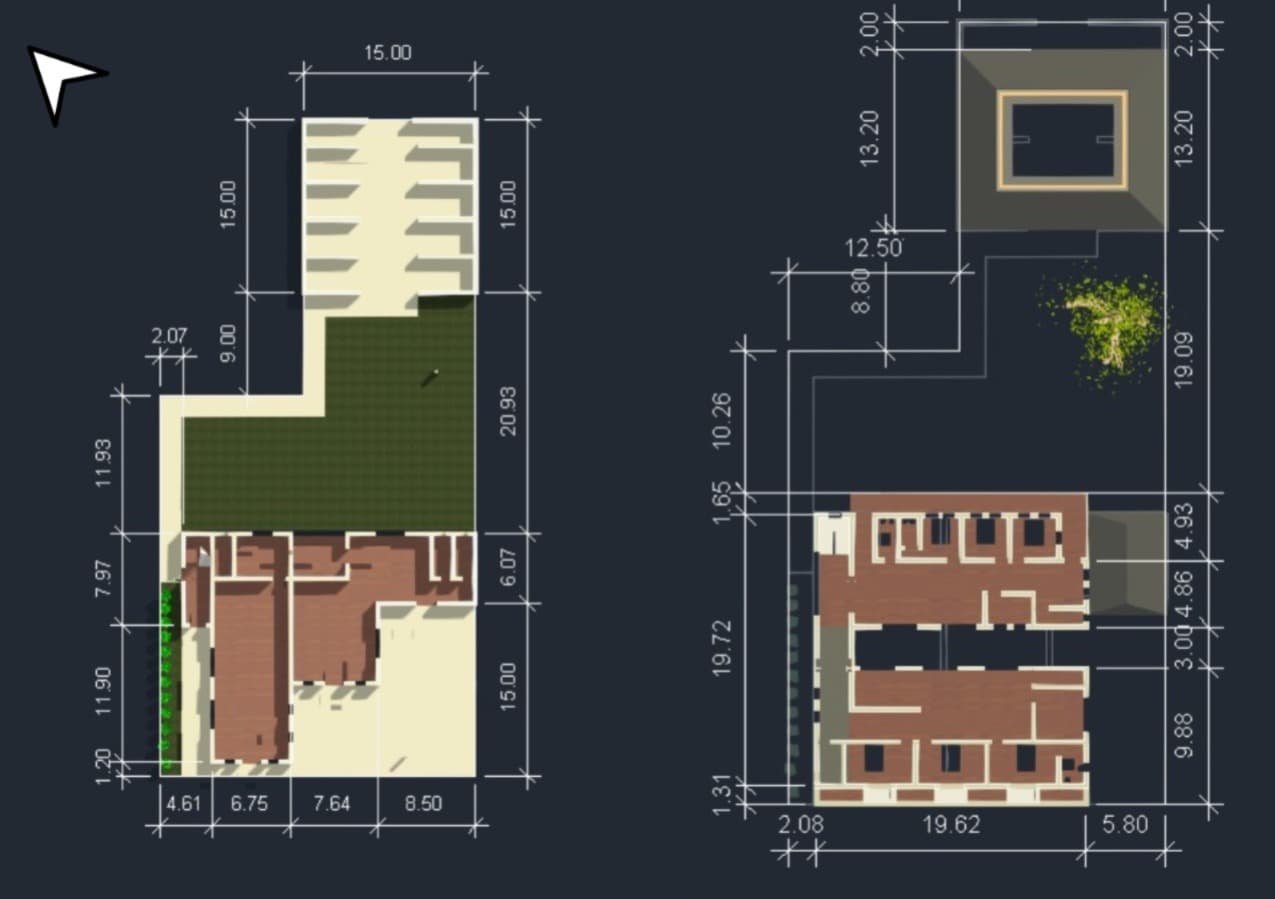 Planta baixa cotada e zoneamento